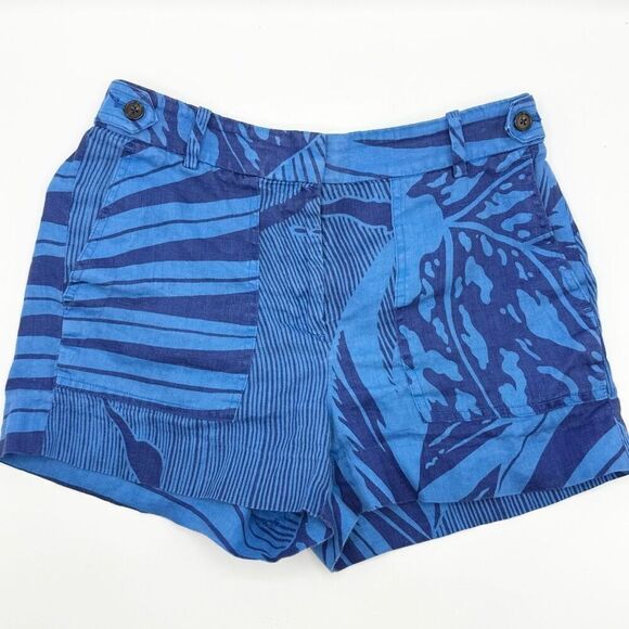J.Crew Pants - J. Crew Blue Print Linen Chino Shorts - Women’s US 2